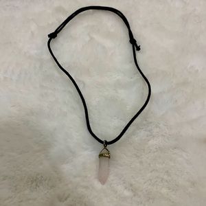 Pink rose quartz crystal necklace